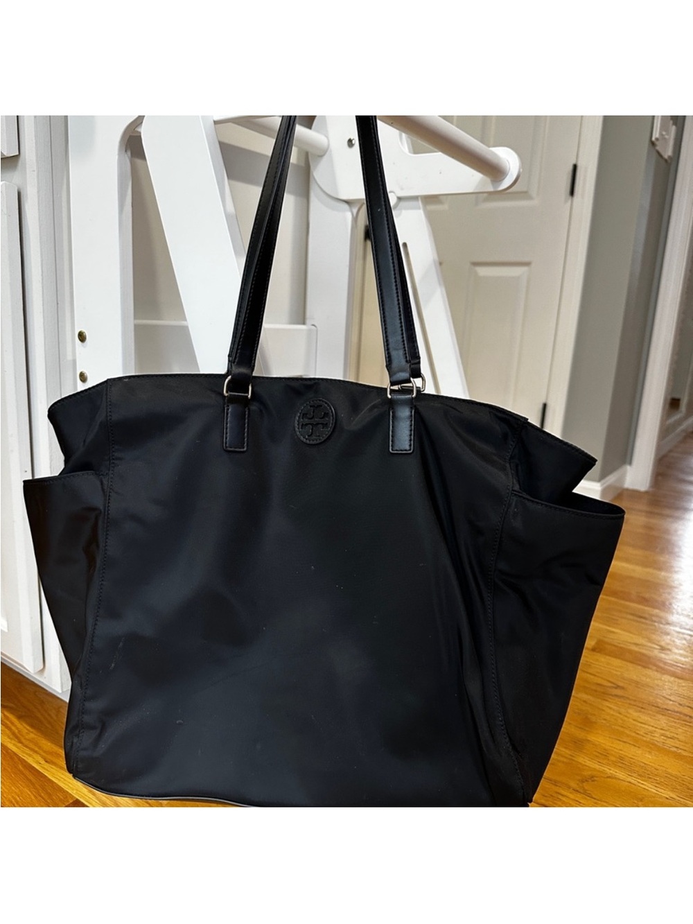 Tory Burch Black Nylon Tote with Logo